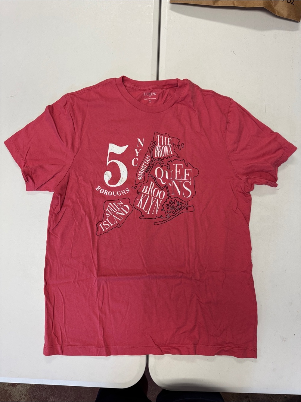 J. Crew Men's Red Short-Sleeve NYC Boroughs Graphic Tee